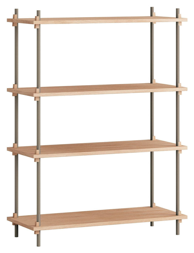 Shelving System, 1 fag, 4 hylder, H:115, Eg/Grå - Unoliving.com