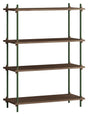 Shelving System, 1 fag, 4 hylder, H:115, Røget Eg/Grøn - Unoliving.com