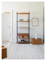 Shelving System, 1 fag, 5 hylder, H:200, Eg/Blå - Unoliving.com