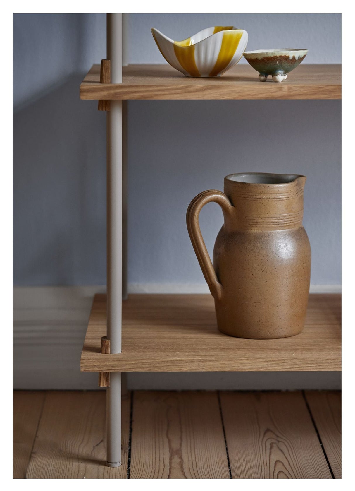 Shelving System, 1 fag, 5 hylder, H:200, Eg/Grå - Unoliving.com