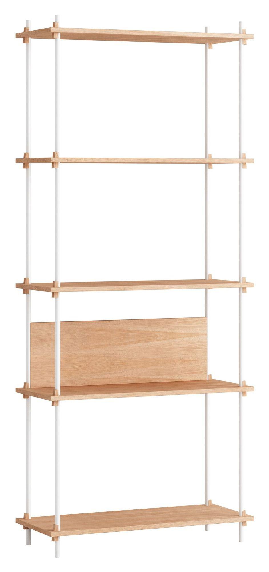 Shelving System, 1 fag, 5 hylder, H:200, Eg/Hvid - Unoliving.com