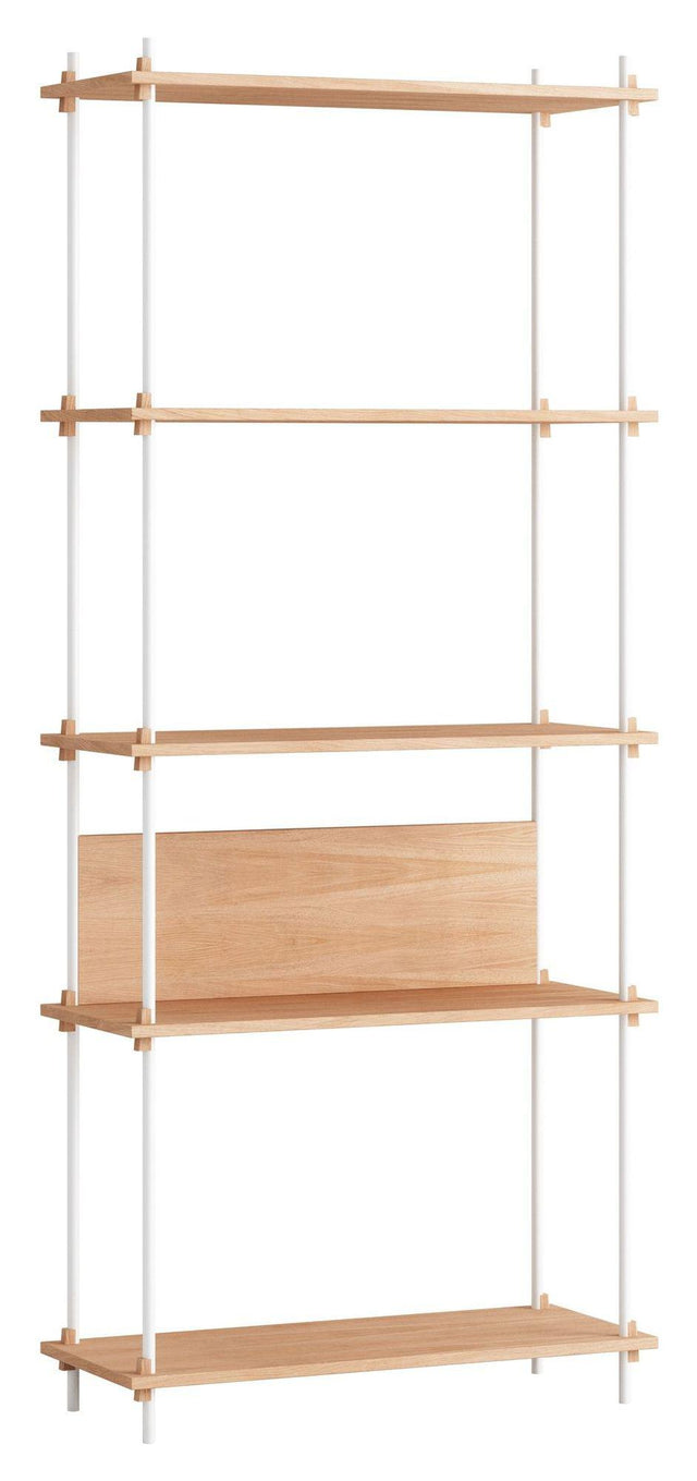 Shelving System, 1 fag, 5 hylder, H:200, Eg/Hvid - Unoliving.com