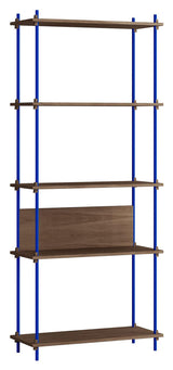 Shelving System, 1 fag, 5 hylder, H:200, Røget Eg/Blå - Unoliving.com