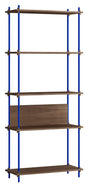 Shelving System, 1 fag, 5 hylder, H:200, Røget Eg/Blå - Unoliving.com