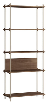 Shelving System, 1 fag, 5 hylder, H:200, Røget Eg/Grå - Unoliving.com