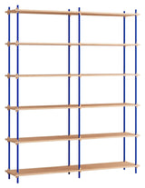 Shelving System, 2 fag, 12 hylder, H:200, Eg/Blå - Unoliving.com