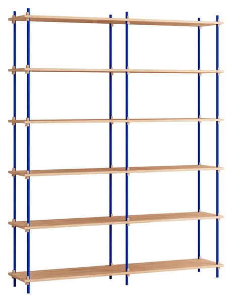 Shelving System, 2 fag, 12 hylder, H:200, Eg/Blå - Unoliving.com