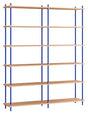 Shelving System, 2 fag, 12 hylder, H:200, Eg/Blå - Unoliving.com