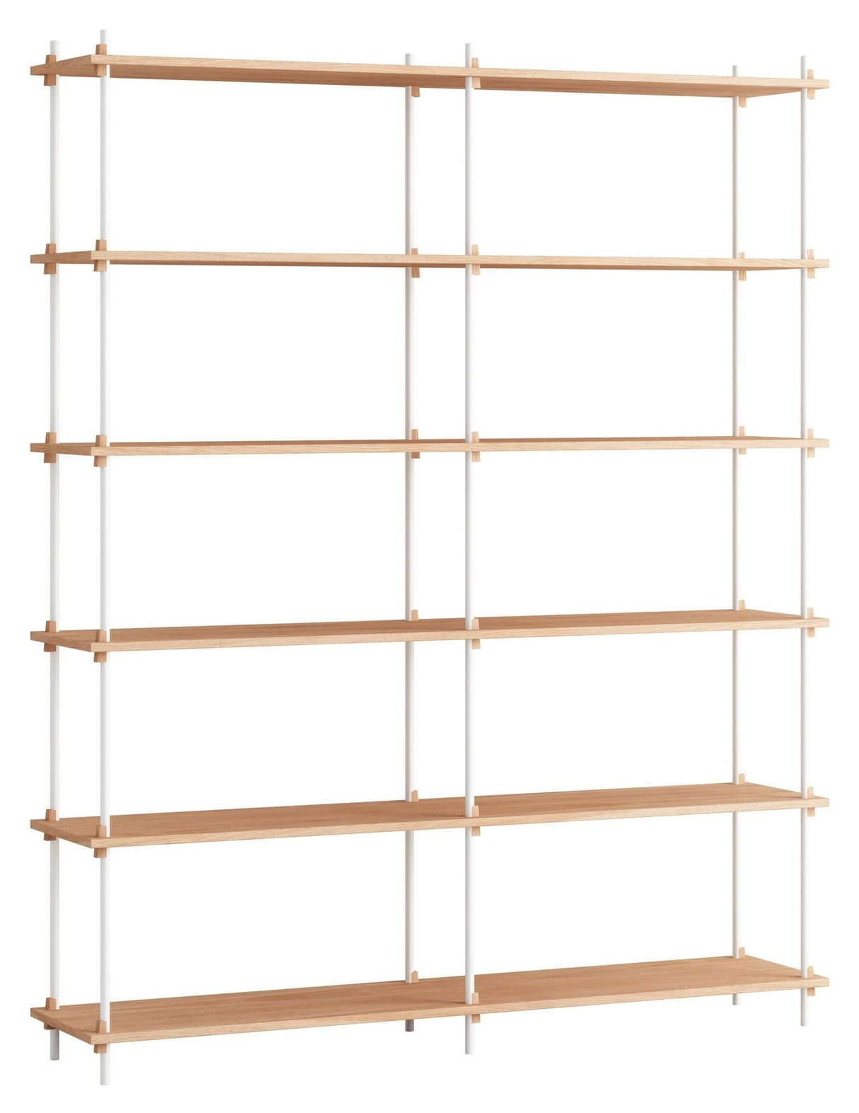 Shelving System, 2 fag, 12 hylder, H:200, Eg/Hvid - Unoliving.com