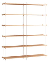 Shelving System, 2 fag, 12 hylder, H:200, Eg/Hvid - Unoliving.com