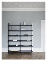 Shelving System, 2 fag, 12 hylder, H:200, Sort/sort - Unoliving.com