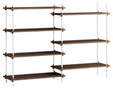 Shelving System, 2 fag, 7 hylder, H:115, Røget Eg/Hvid - Unoliving.com