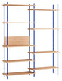 Shelving System, 2 fag, 9 hylder, H:200, Eg/Blå - Unoliving.com