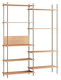 Shelving System, 2 fag, 9 hylder, H:200, Eg/Grå - Unoliving.com