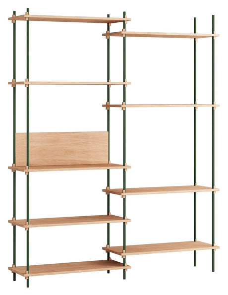 Shelving System, 2 fag, 9 hylder, H:200, Eg/Grøn - Unoliving.com