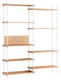 Shelving System, 2 fag, 9 hylder, H:200, Eg/Hvid - Unoliving.com