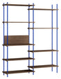 Shelving System, 2 fag, 9 hylder, H:200, Røget Eg/Blå - Unoliving.com