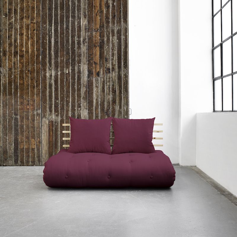 Shin Sano Futon sofa, Bordeaux/Natural - Unoliving.com