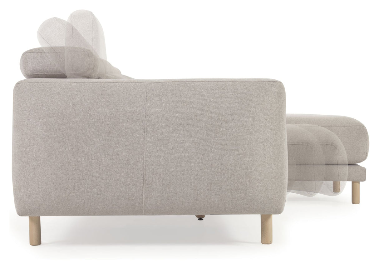 Singa 3-pers. Sofa m. højrevendt chaiselong, Beige Chenille - Unoliving.com