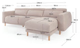 Singa 3-pers. Sofa m. højrevendt chaiselong, Beige Chenille - Unoliving.com