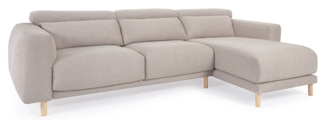 Singa 3-pers. Sofa m. højrevendt chaiselong, Beige Chenille - Unoliving.com