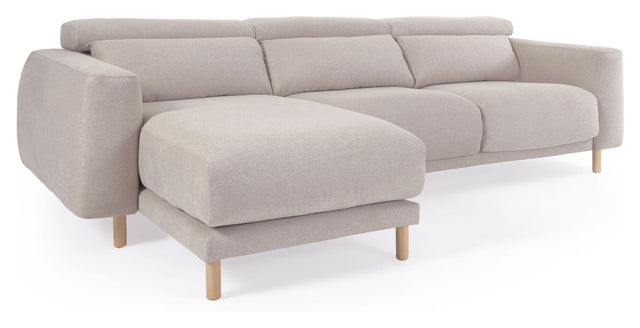 Singa 3-pers. Sofa m. venstrevendt chaiselong, Beige Chenille - Unoliving.com