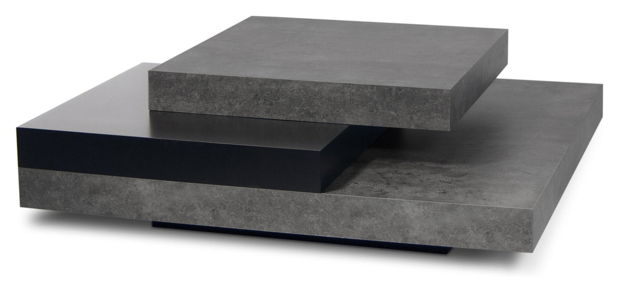 Slate Sofabord, 90x90, Betongrå melamin/Sort - Unoliving.com