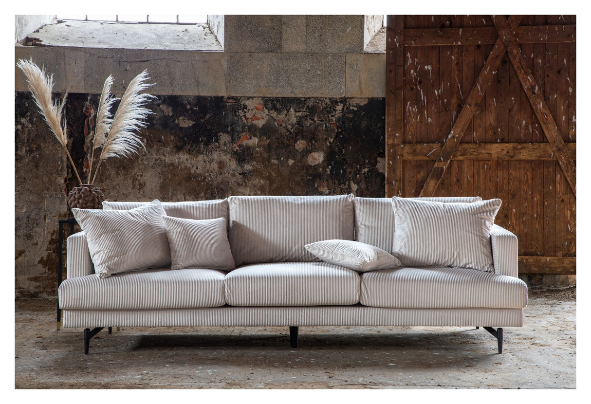 Sofia 3-pers. Sofa, Beige Fløjl - Unoliving.com