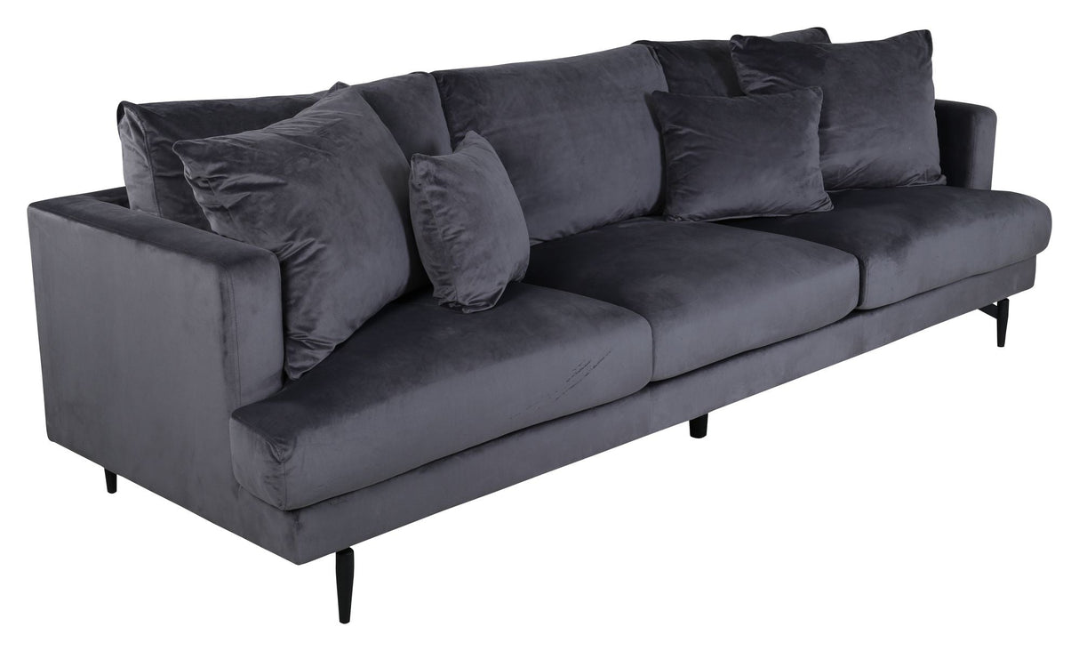 Sofia 3-pers. Sofa, Mørkegrå Velour - Unoliving.com