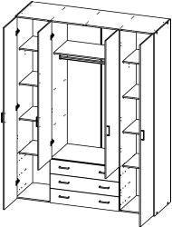 Space Garderobeskab - Lys træ m/4 låger - Unoliving.com