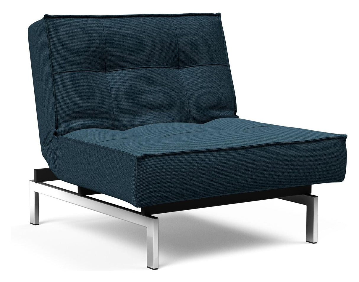 Splitback Chrome Loungestol, Argus/Navy Blue - Unoliving.com