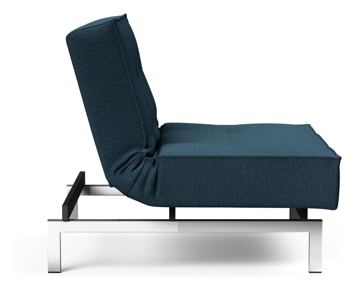 Splitback Chrome Loungestol, Argus/Navy Blue - Unoliving.com