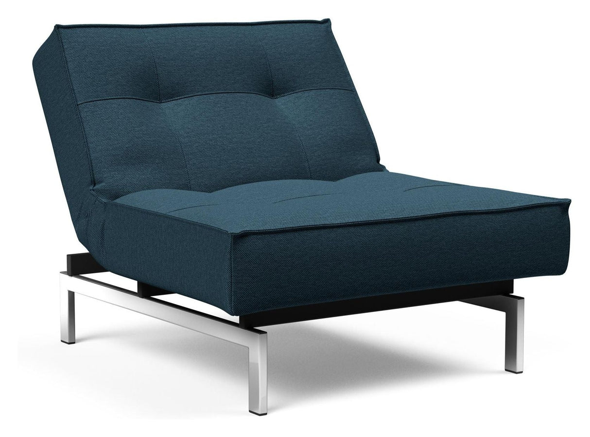 Splitback Chrome Loungestol, Argus/Navy Blue - Unoliving.com