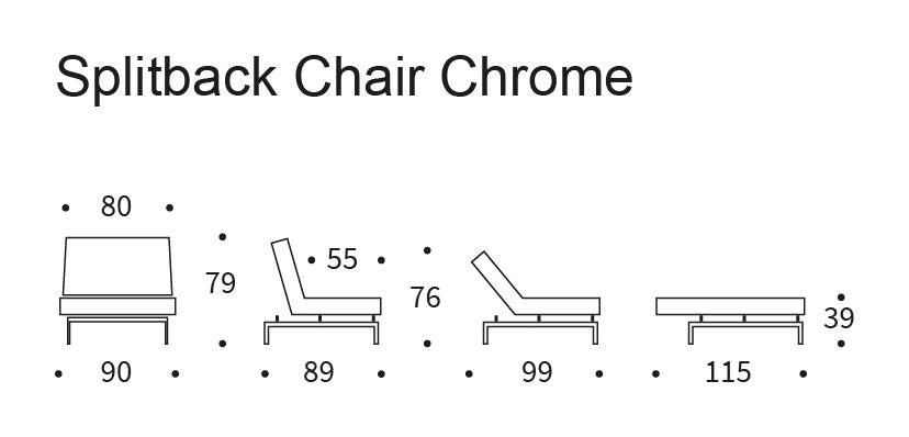 Splitback Chrome Loungestol, Argus/Navy Blue - Unoliving.com