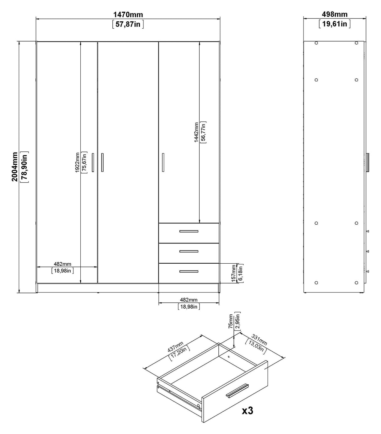 Sprint Garderobeskab 200x147 - Hvid - Unoliving.com