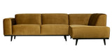 Statement Sofa m/højrevendt chaise - Honninggul velour - Unoliving.com