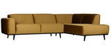 Statement Sofa m/højrevendt chaise - Honninggul velour - Unoliving.com