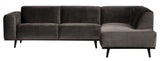 Statement Sofa m/højrevendt chaise, Taupe velour - Unoliving.com