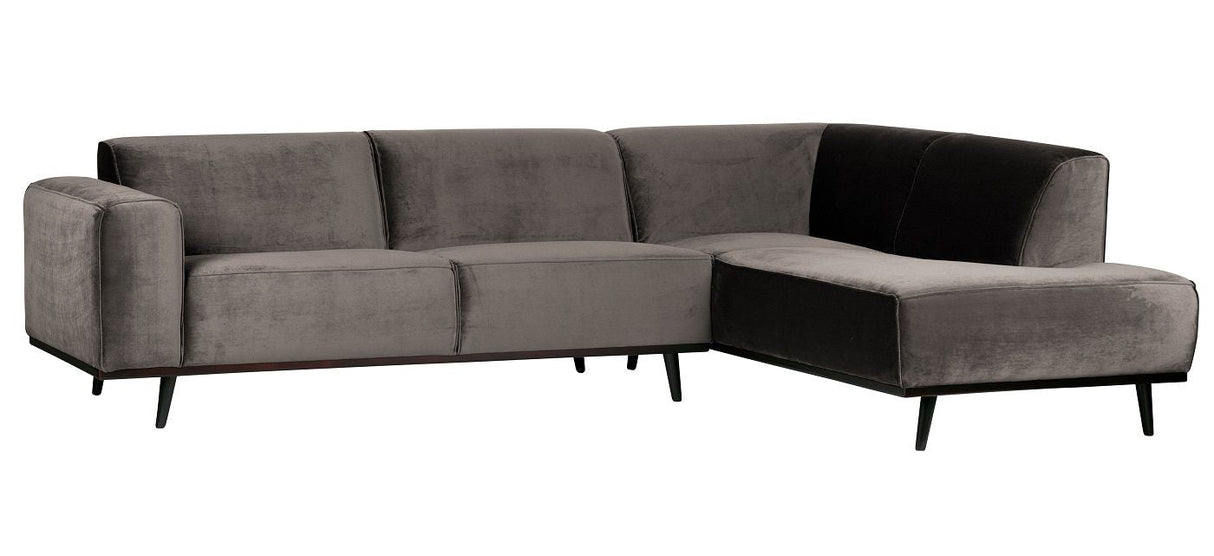 Statement Sofa m/højrevendt chaise, Taupe velour - Unoliving.com