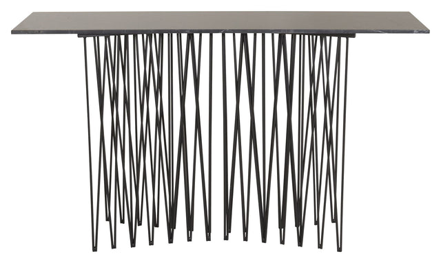 Sten Sidebord - Sort Sten/Metal, 130x37 - Unoliving.com