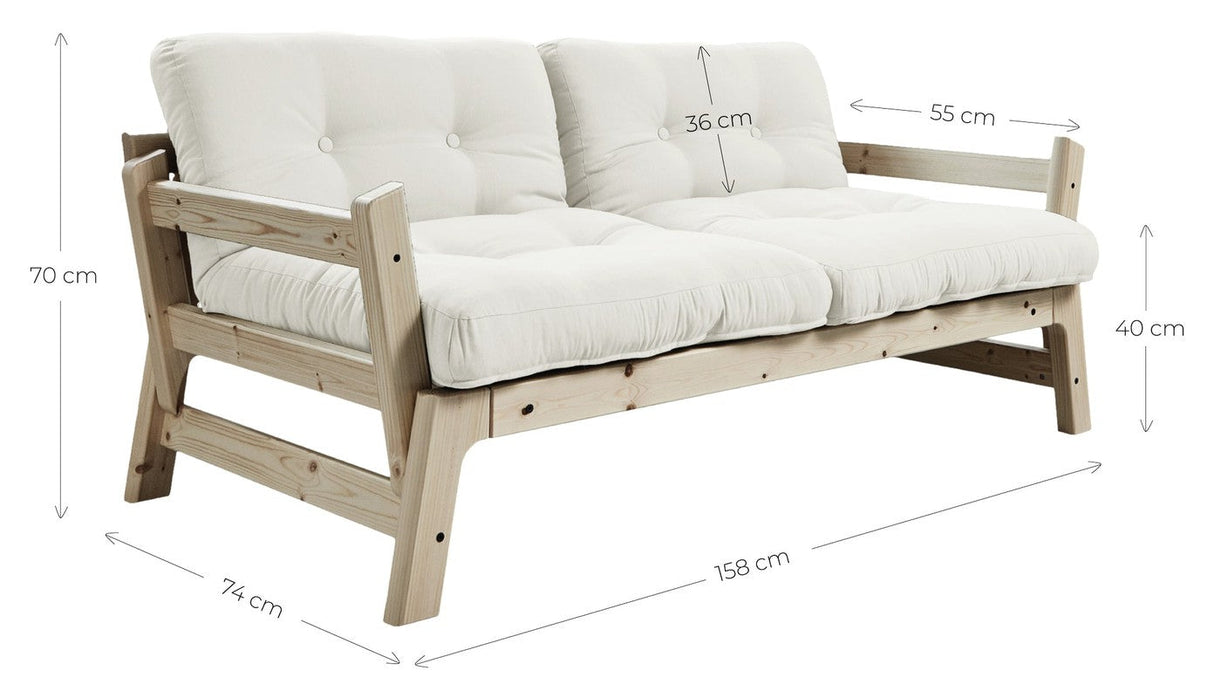 Step Sovesofa, 200, Fyrretræ/Offwhite - Unoliving.com