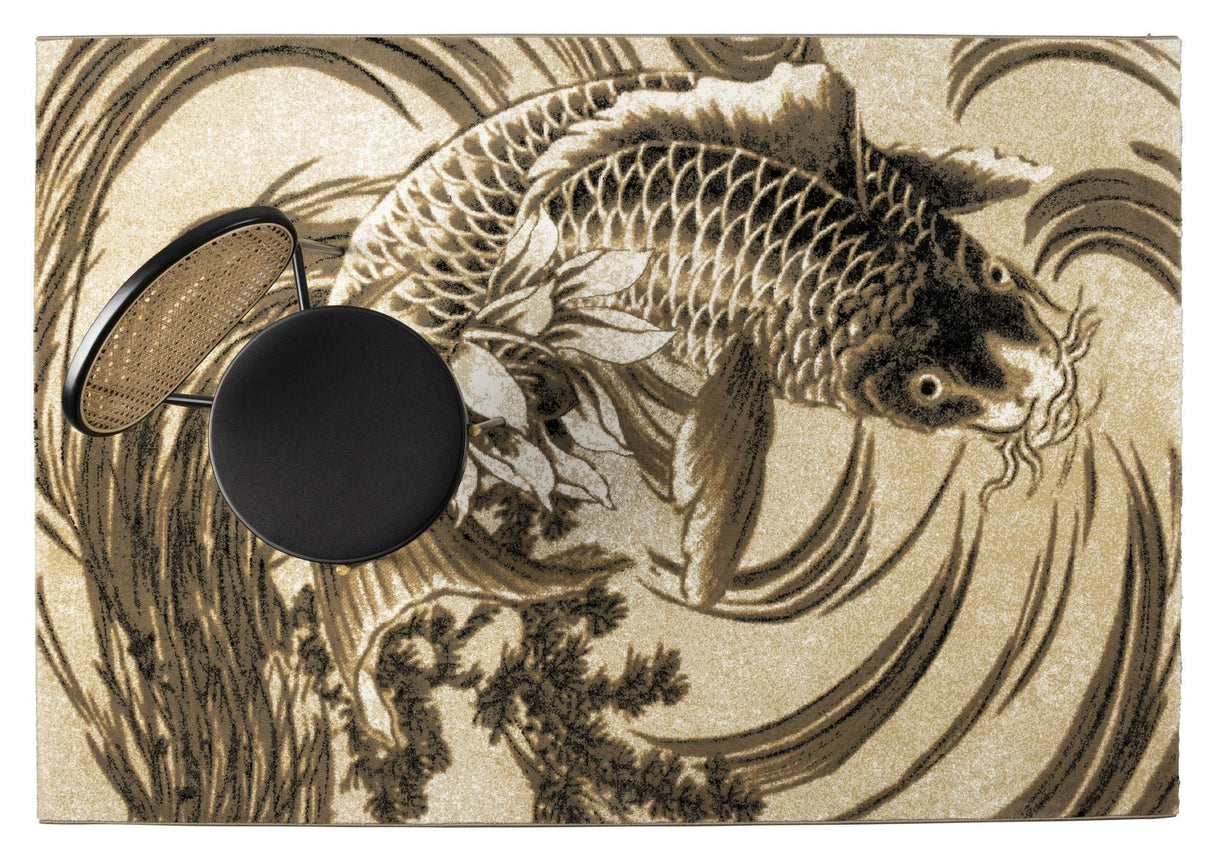 THE LEGEND OF KOI Tæppe, 160X230 Beige/Sort Grå - Unoliving.com