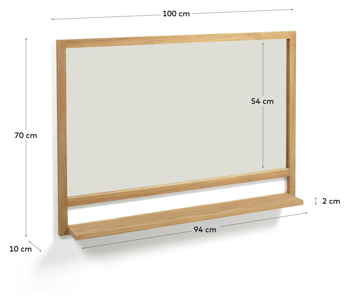 Taciana Spejl, 70x100, Massiv Teak ramme - Unoliving.com