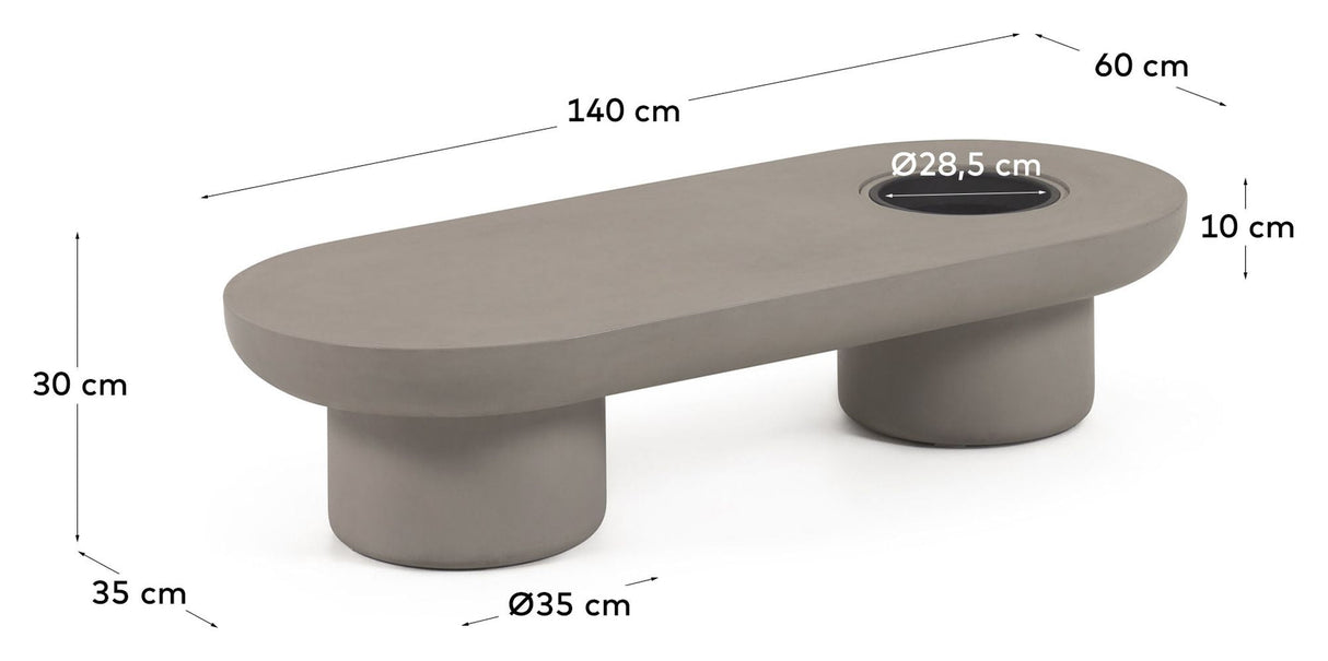 Taimi Loungebord, 140x60, Beton - Unoliving.com