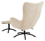 Talgarth Longestol m. fodskammel og drejefunktion, Beige stof - Unoliving.com