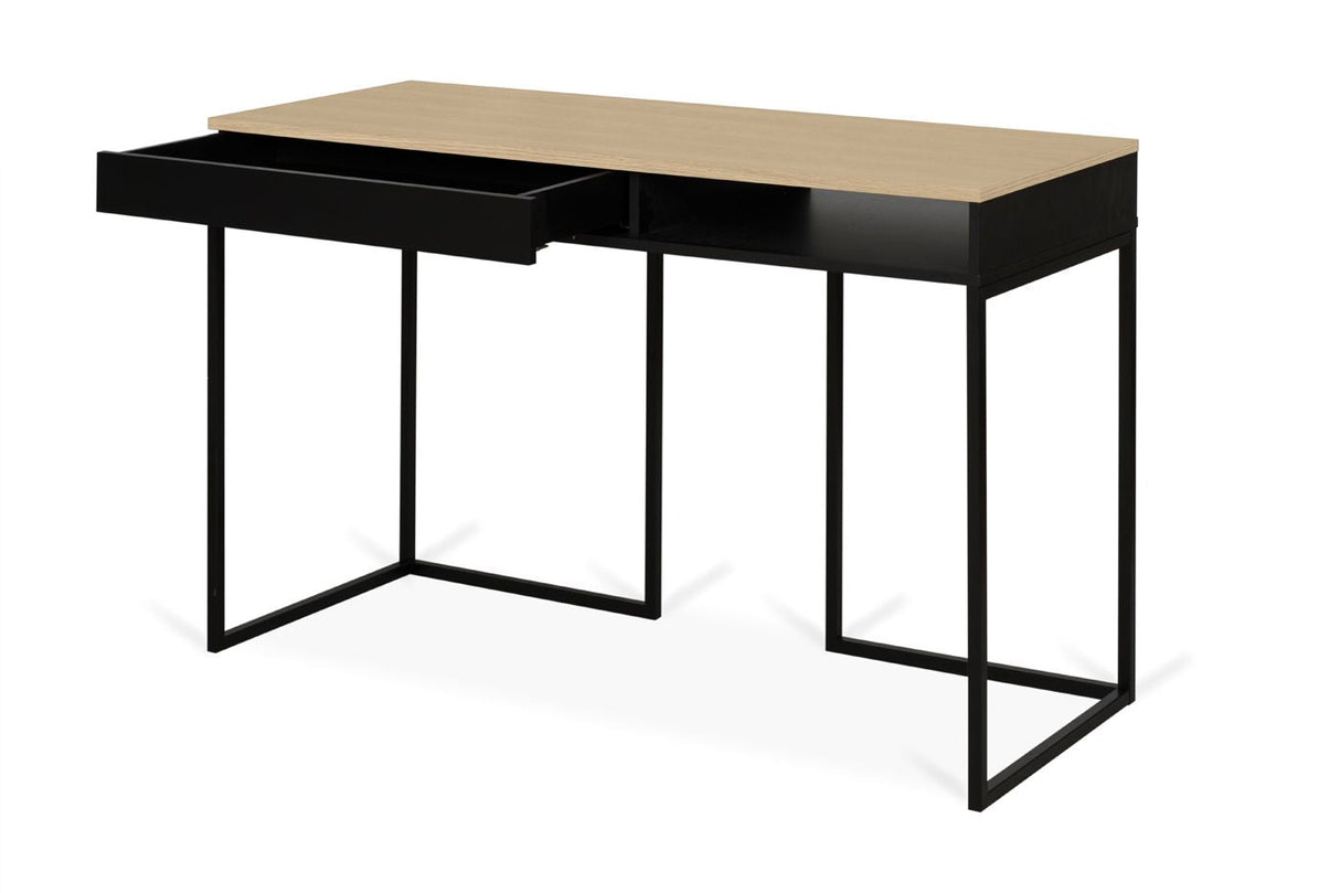 Temahome City Skrivebord 130x50 - Lys egefinér/Sort - Unoliving.com