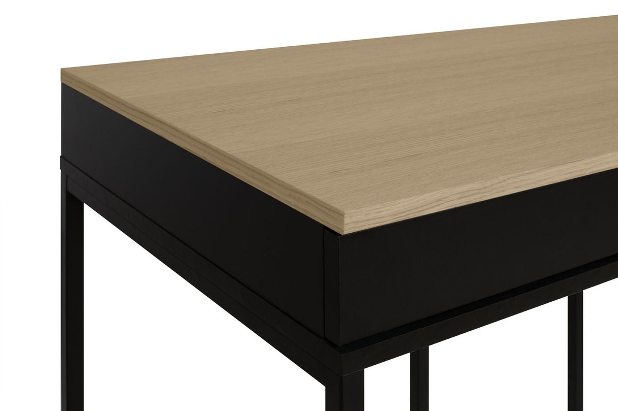 Temahome City Skrivebord 130x50 - Lys egefinér/Sort - Unoliving.com