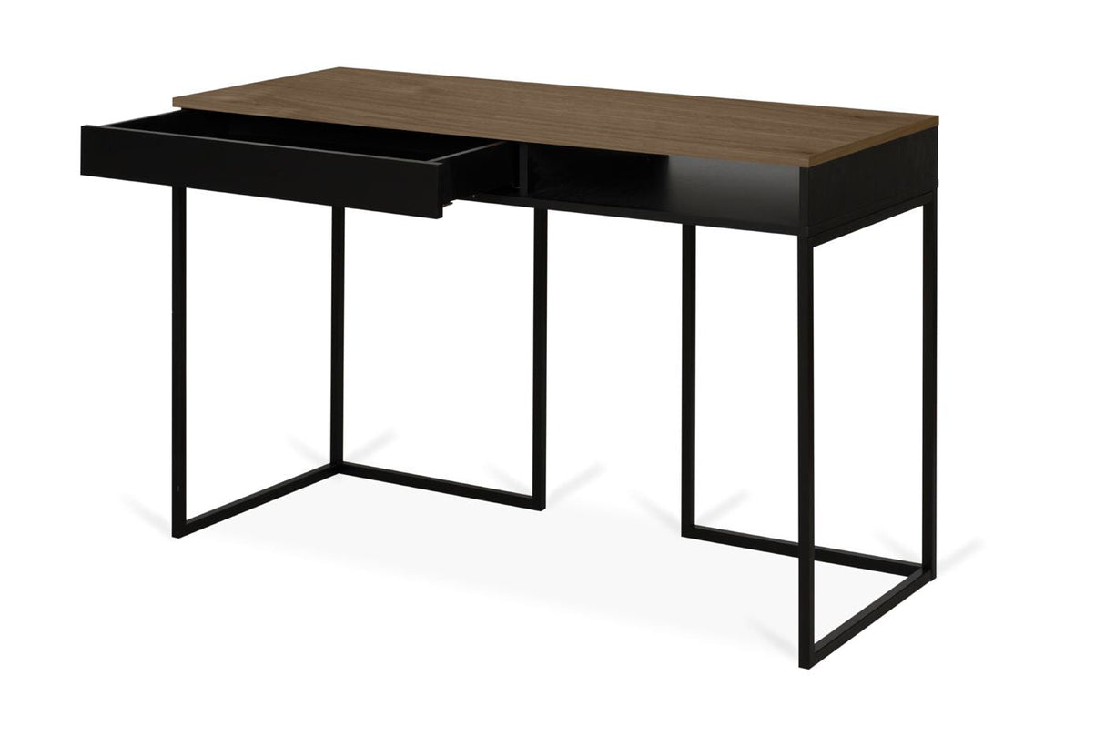 Temahome City Skrivebord 130x50 - Valnød/Sort - Unoliving.com