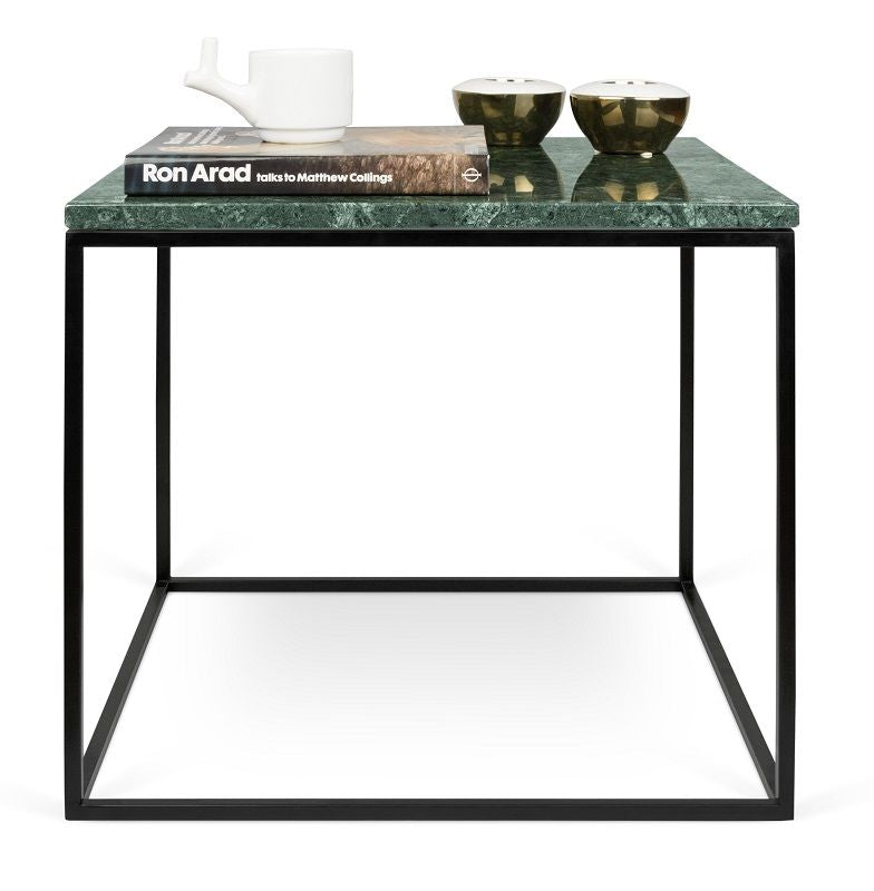 Temahome Gleam Sidebord - Grøn marmor, sort stel 50 cm - Unoliving.com