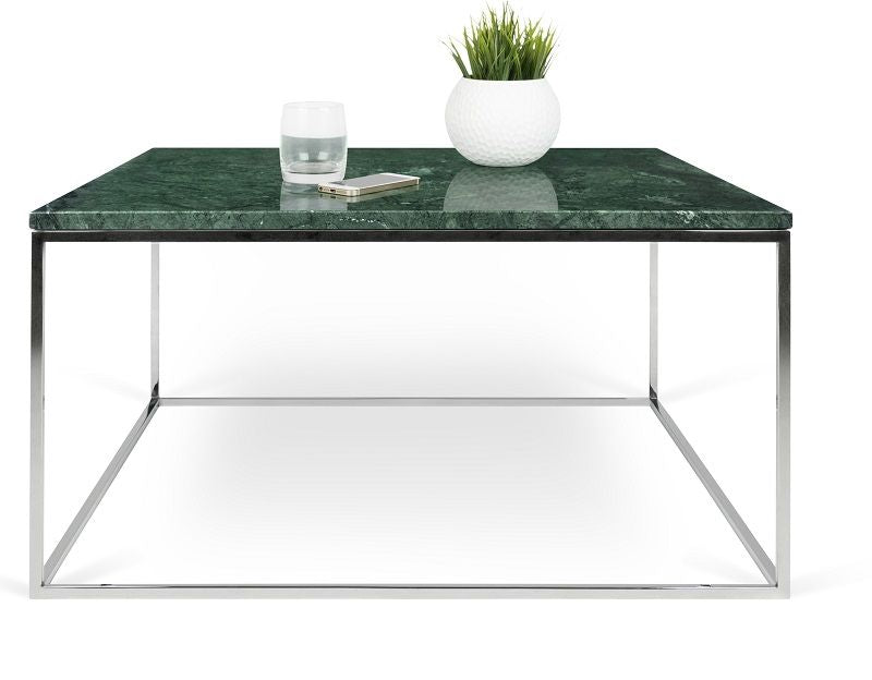 Temahome Gleam Sofabord - Grøn marmor, krom stel 75 cm - Unoliving.com